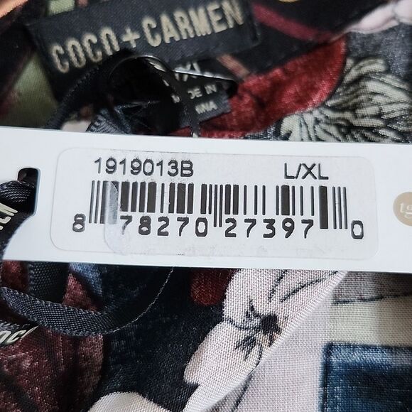 Coco + Carmen NWT v-neck deep floral swim cover up/ mini dress, L/XL - Picture 9 of 13